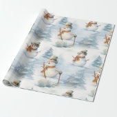 Wintery Snowman Wrapping Paper Geschenkpapier (Ungerollt)