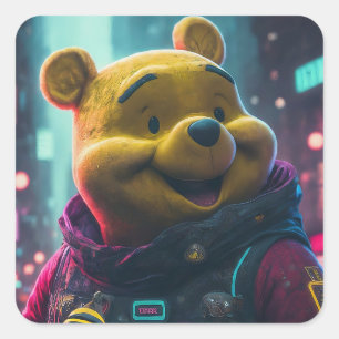 Wintery Teddy Quadratischer Aufkleber
