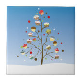 Wintery Tree of Cupcakes Fliese (Vorderseite)