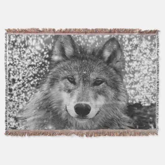 Wintery Wolf Throw Blanket Decke (Vorderseite)
