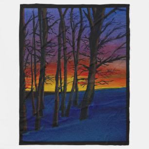 Wintery Woods bei Sunset 60x80" groß Fleecedecke