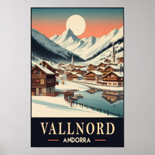 Winterzauber der 1960er Jahre von Vallnord Andorra Poster