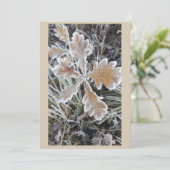 „Winterzauber – Einladung mit vereistem Blatt“ (Stehend Vorderseite)