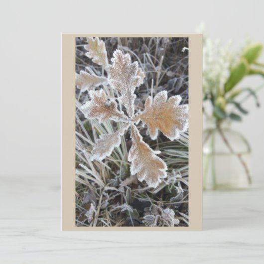 „Winterzauber – Einladung mit vereistem Blatt“ (Stehend Vorderseite)