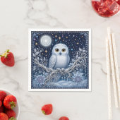 Winterzauber mit Schneeeule und Eisblumen Serviette (Beispiel)