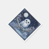 Winterzauber mit Schneeeule und Eisblumen Serviette (Ecke)