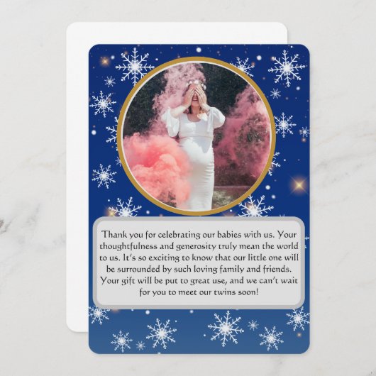 Winterzauberhafte Twin Baby Dusche Danke (Vorne/Hinten)