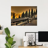 Winterzaun-Szene Print Poster Artwork Mural (Heimbüro)