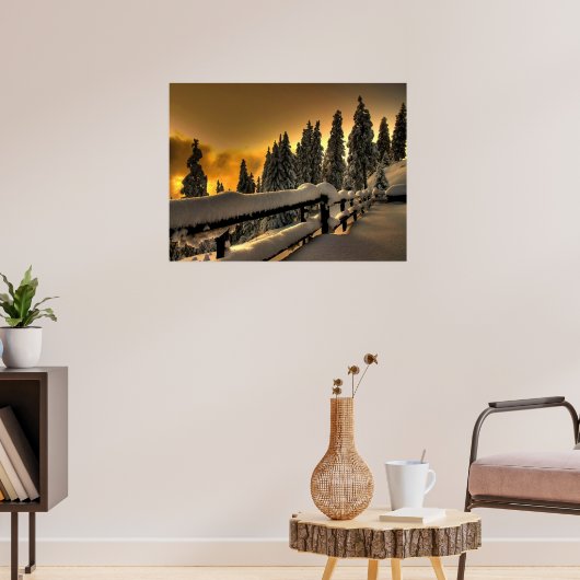 Winterzaun-Szene Print Poster Artwork Mural (Wohnzimmer 3)