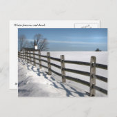 Winterzaun und Kirche Postkarte (Vorne/Hinten)