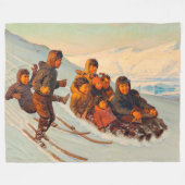 Winterzeit in Grönland Rasmussen 1875 Fleecedecke (Vorderseite (Horizontal))