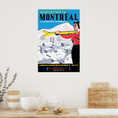 Winterzeit in Montreal, Frau mit Skiausrüstung Poster (Küche)