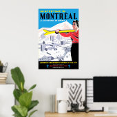Winterzeit in Montreal, Frau mit Skiausrüstung Poster (Heimbüro)