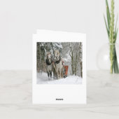 Winterzeit-Pferdeschlitten-Fahrt Feiertagskarte (Rückseite)