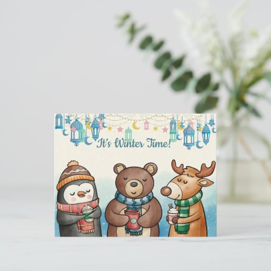 Winterzeit Postkarte (Stehend Vorderseite)