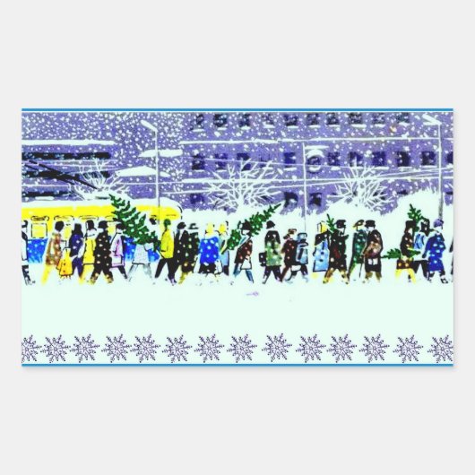 Winterzeitaufkleber Rechteckiger Aufkleber (Vorderseite)