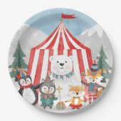 Winterzirkustiere Pappteller (Vorderseite)