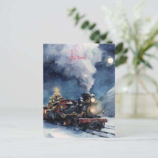 Winterzug durch verschneite Landschaft Postkarte (Stehend Vorderseite)