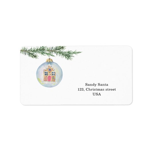 Winterzweig mit Spielzeug Adressaufkleber (Vorne)