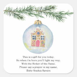 Winterzweig mit Spielzeug - Ankleber für Gebetskuc Quadratischer Aufkleber