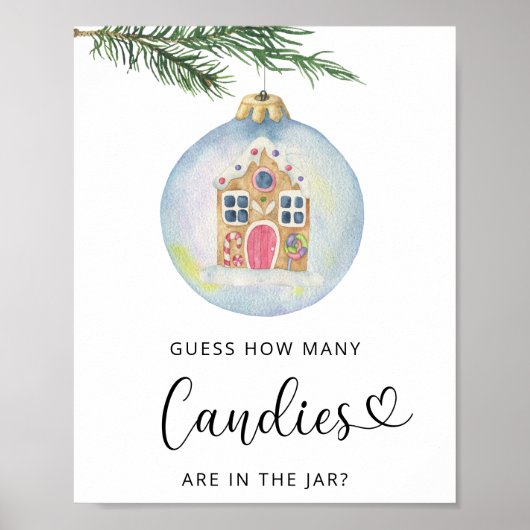 Winterzweig - Raten Sie mal, wie viele Bonbons es Poster (Vorne)