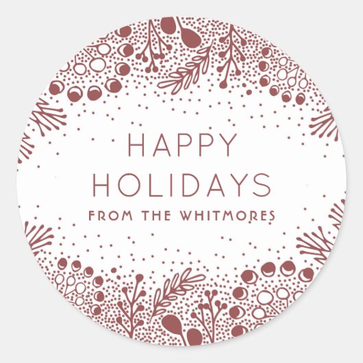 Winterzweige Moderne glückliche Ferien Runder Aufkleber (Vorderseite)