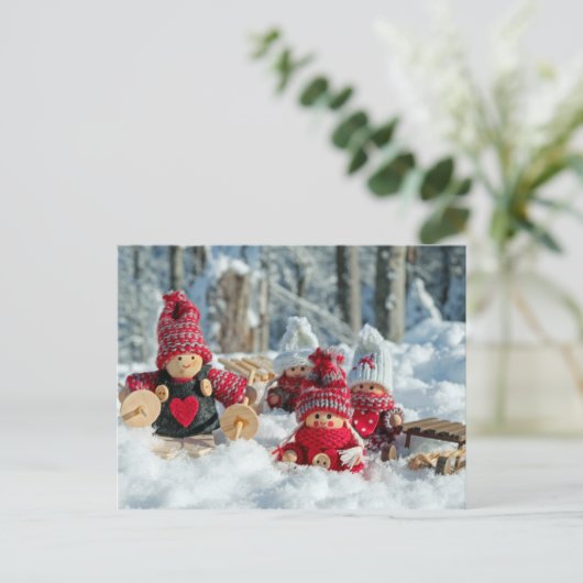 Winterzwerge Postkarte (Stehend Vorderseite)