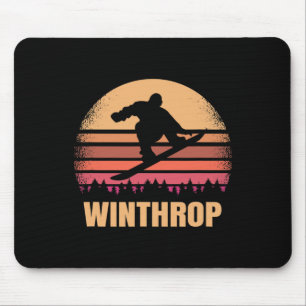 Winthrop Washington Snowboarding Snow Boarder Retr Mousepad