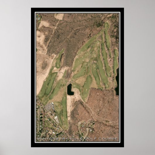 Wintonbury Hills Golf Course CT Satellite Karte Poster (Vorne)