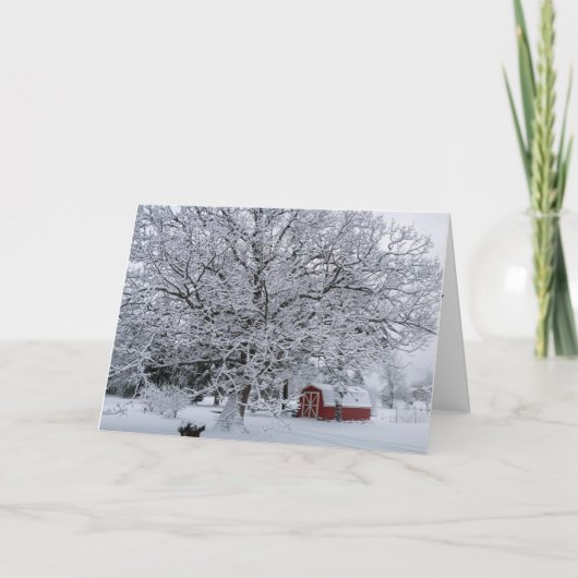 WINTRY BARN UND CHRISTMAS WISHES FEIERTAGSKARTE (Vorderseite)