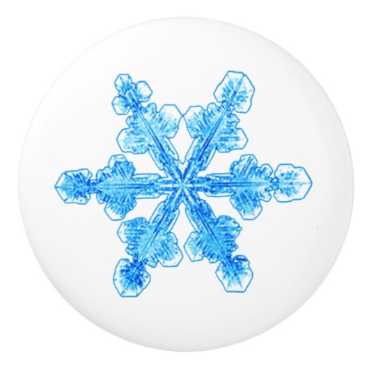 Wintry Blue Snowflake Keramikknauf (Vorderseite)