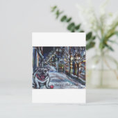 Wintry Bulldog xmas Szene Feiertagspostkarte (Stehend Vorderseite)