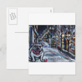 Wintry Bulldog xmas Szene Feiertagspostkarte (Vorne/Hinten)