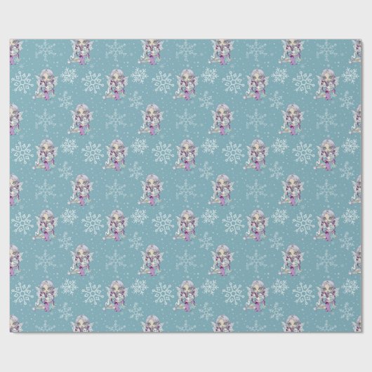 Wintry Dragonling Wrapping Paper Geschenkpapier (Flach)