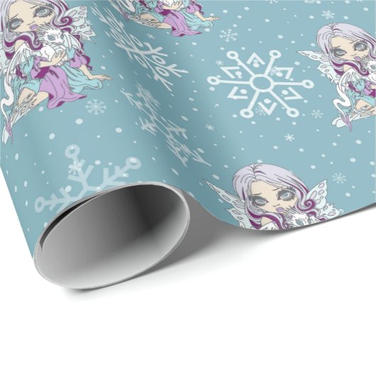 Wintry Dragonling Wrapping Paper Geschenkpapier (Rolleneckpunkt)