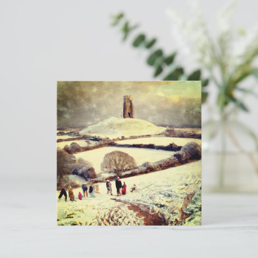 Wintry Glastonbury Tor Karte (Stehend Vorderseite)