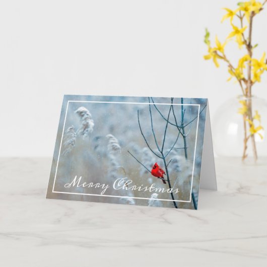 Wintry Kardinal Christmas Card Karte (Gelbe Blume)