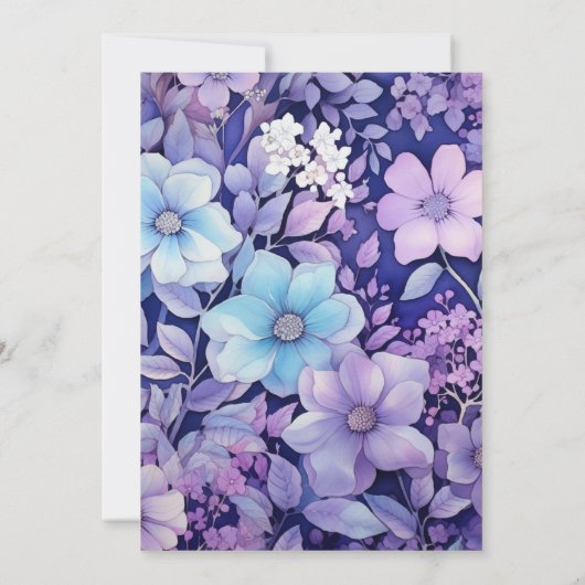 Wintry Lila Floral Wedding Einladung (Rückseite)