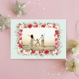 wintry poinsettia christmas botanical photo frame feiertagskarte