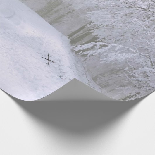 Wintry Road Trees Snow Weihnachten Geschenkpapier (Ecke)