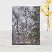 Wintry Szene in Scottish Town. Weihnachtskarte Karte (Gelbe Blume)