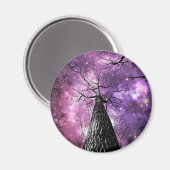 Wintry Trees Lila Pink Galaxy Skies Magnet (Vorderseite/Rückseite)