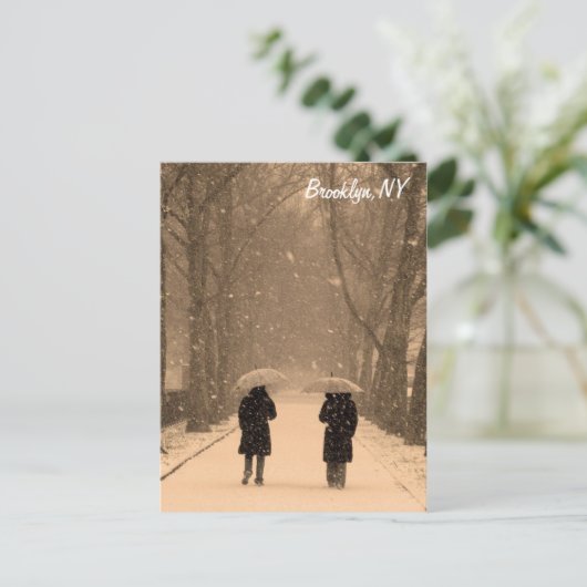 Wintry Walk Brooklyn Postcard Postkarte (Stehend Vorderseite)