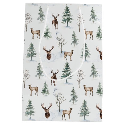 Wintry Wonderland 3 Christmas Holiday Gift Bag Mittlere Geschenktüte (Rückseite)