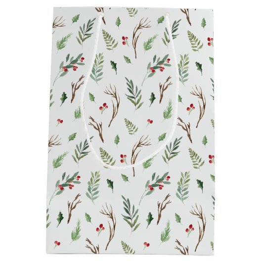 Wintry Wonderland Christmas Holiday Geschenktasche Mittlere Geschenktüte (Rückseite)