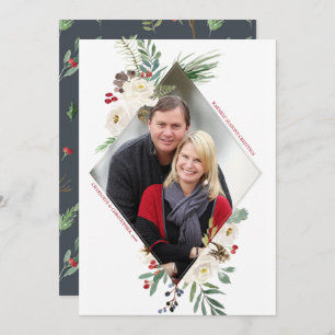Wintry Wonderland Diamond Foto Holiday Flat Card Einladung