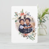 Wintry Wonderland Round Foto Holiday Flat Card Einladung (Stehend Vorderseite)