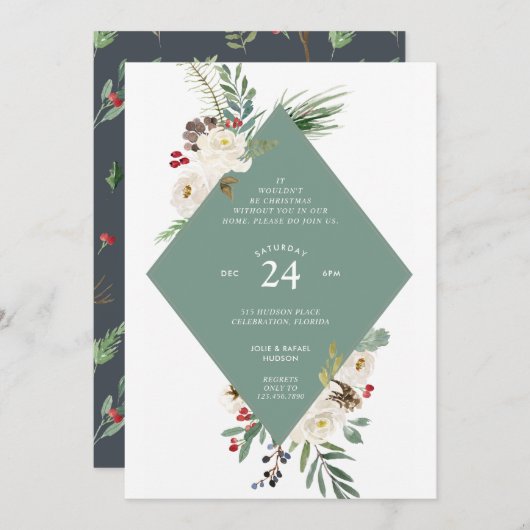 Wintry Wonderland Weihnachtsfeier Einladung (Vorne/Hinten)