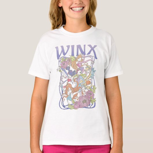 Winx Club Haupt-Kastenhaare Posen gestört floral T-Shirt (Vorderseite)