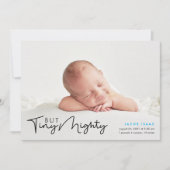 winzig, aber mächtig| Boy Birth Ankündigung (Vorderseite)